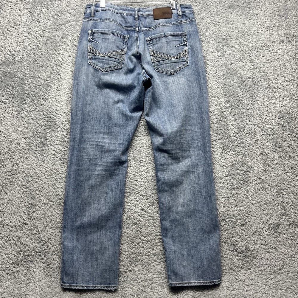 BKE Nolan Jeans Mens 34R 34x29 Blue Straight Cowboy Western Whiskering